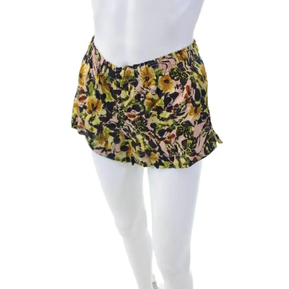 Something Navy Womens Textured Bowie Floral Printed Shorts Yellow Size XXS